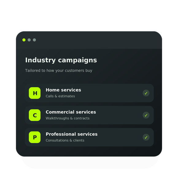 Industry campaign UI card